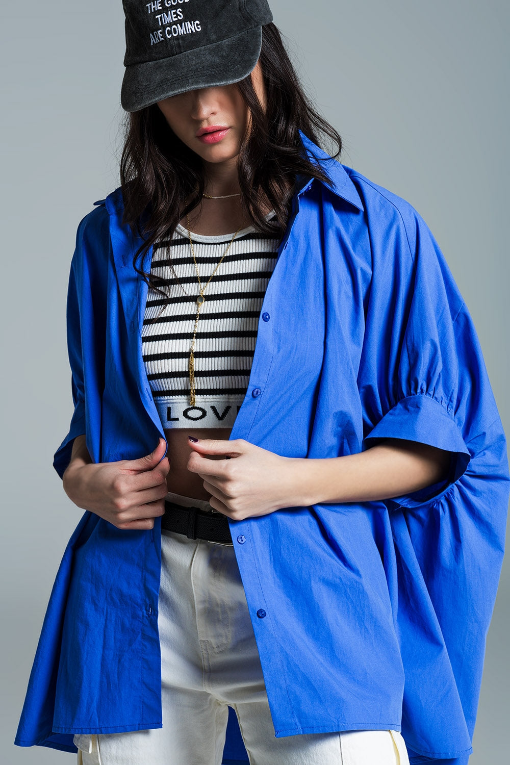 Blusa oversize azul de manga corta Q2