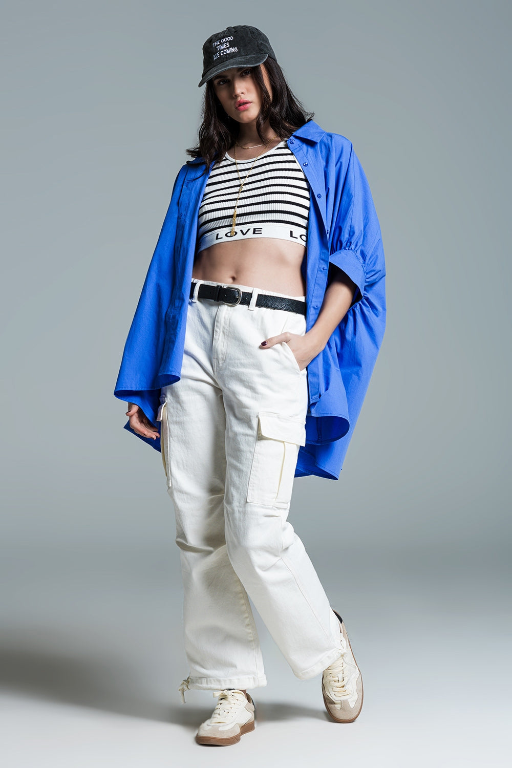 Blusa oversize azul de manga corta Q2