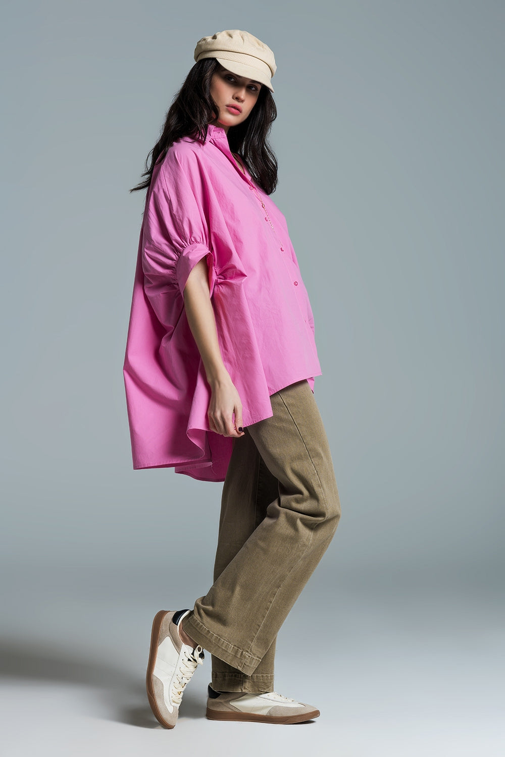 Blusa oversize rosa de manga corta Q2