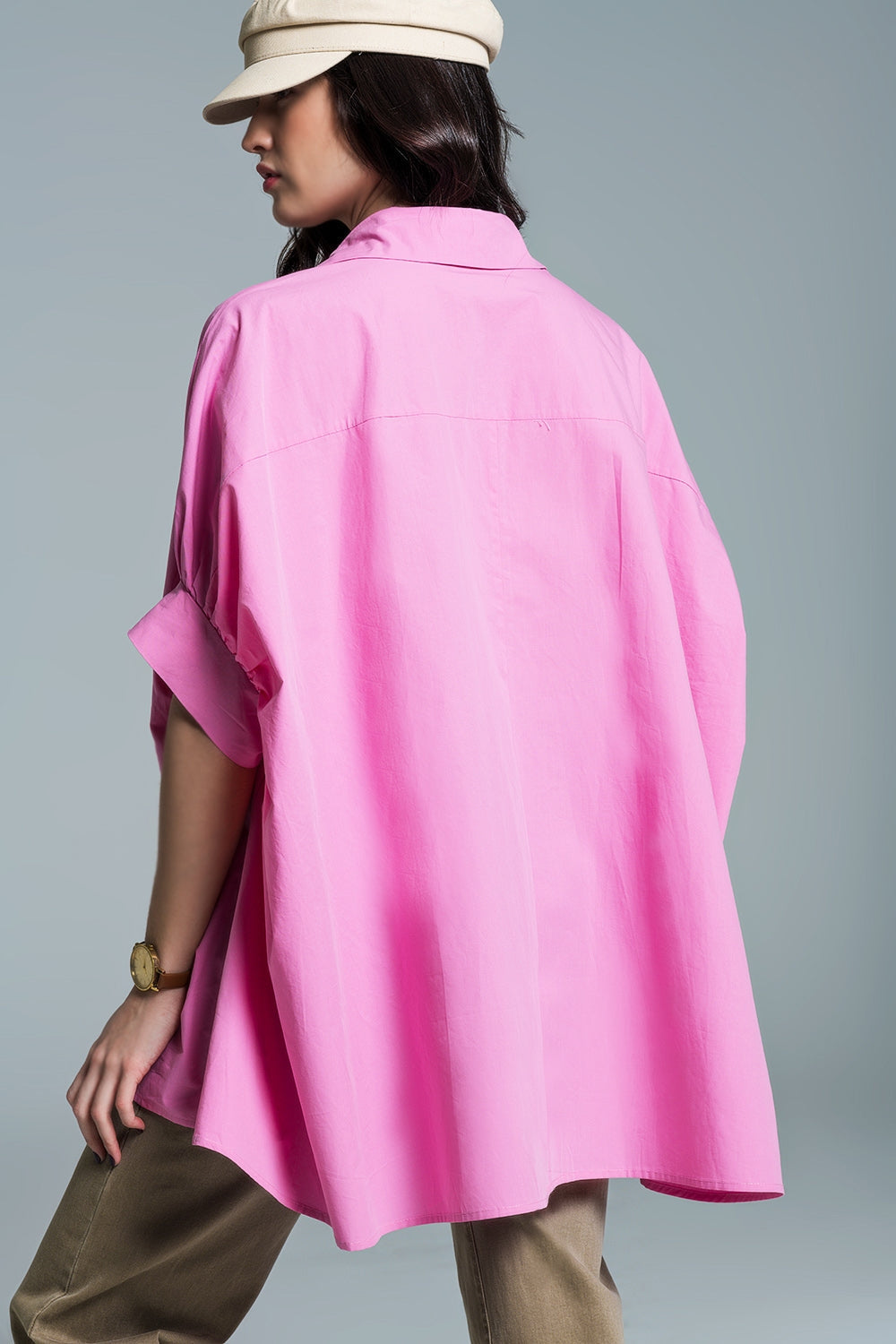Blusa oversize rosa de manga corta Q2