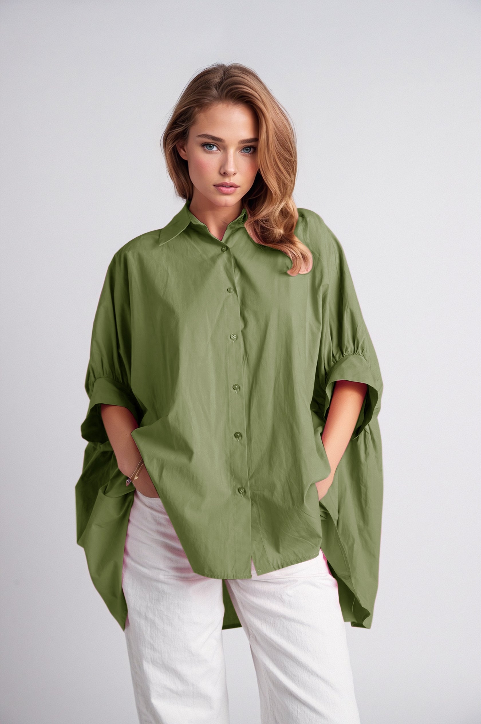 Blusa oversize verde de manga corta Q2