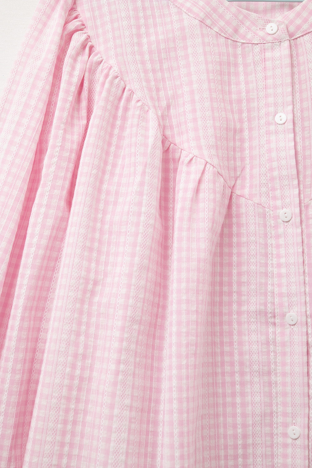 Blusa Sin Cuello De Manga Ancha De Guinga Rosa Pálido Q2