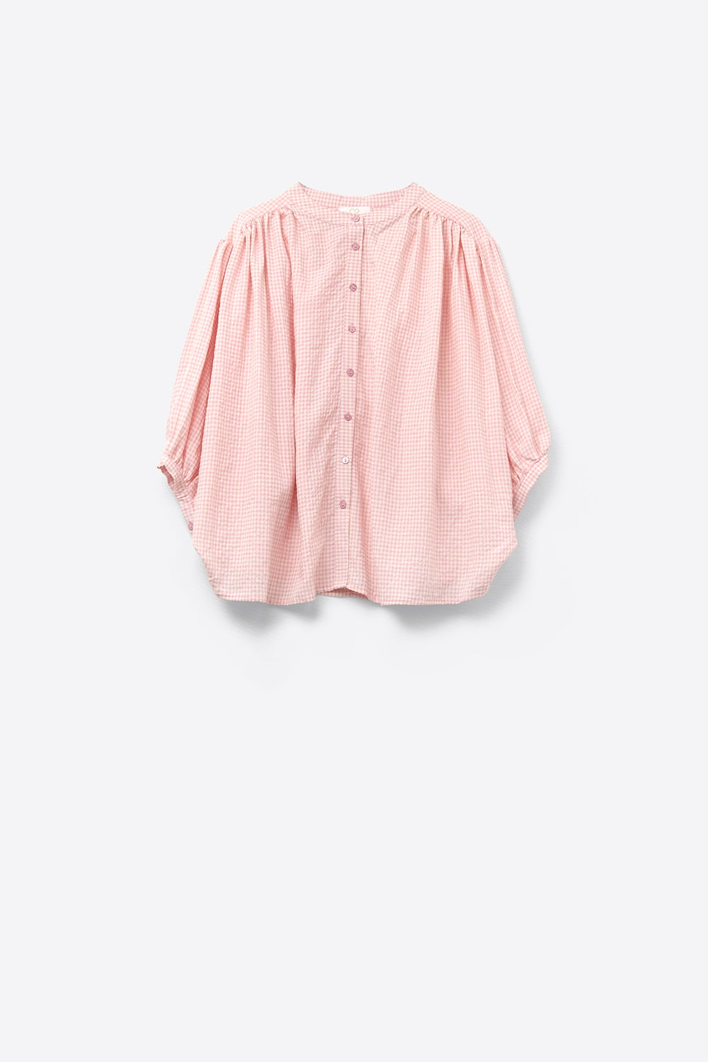 Q2 blusa suelta de cuadros de vichy rosa claro