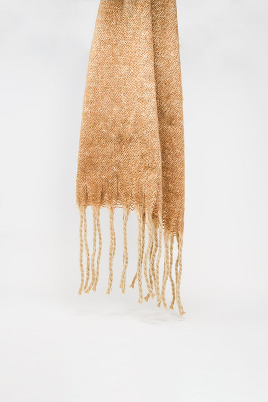 Q2 Bufanda de rayas con flecos en beige