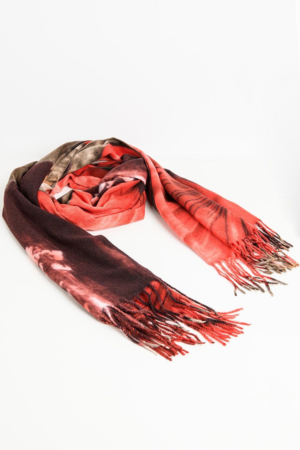bufanda estampada flores roja Q2