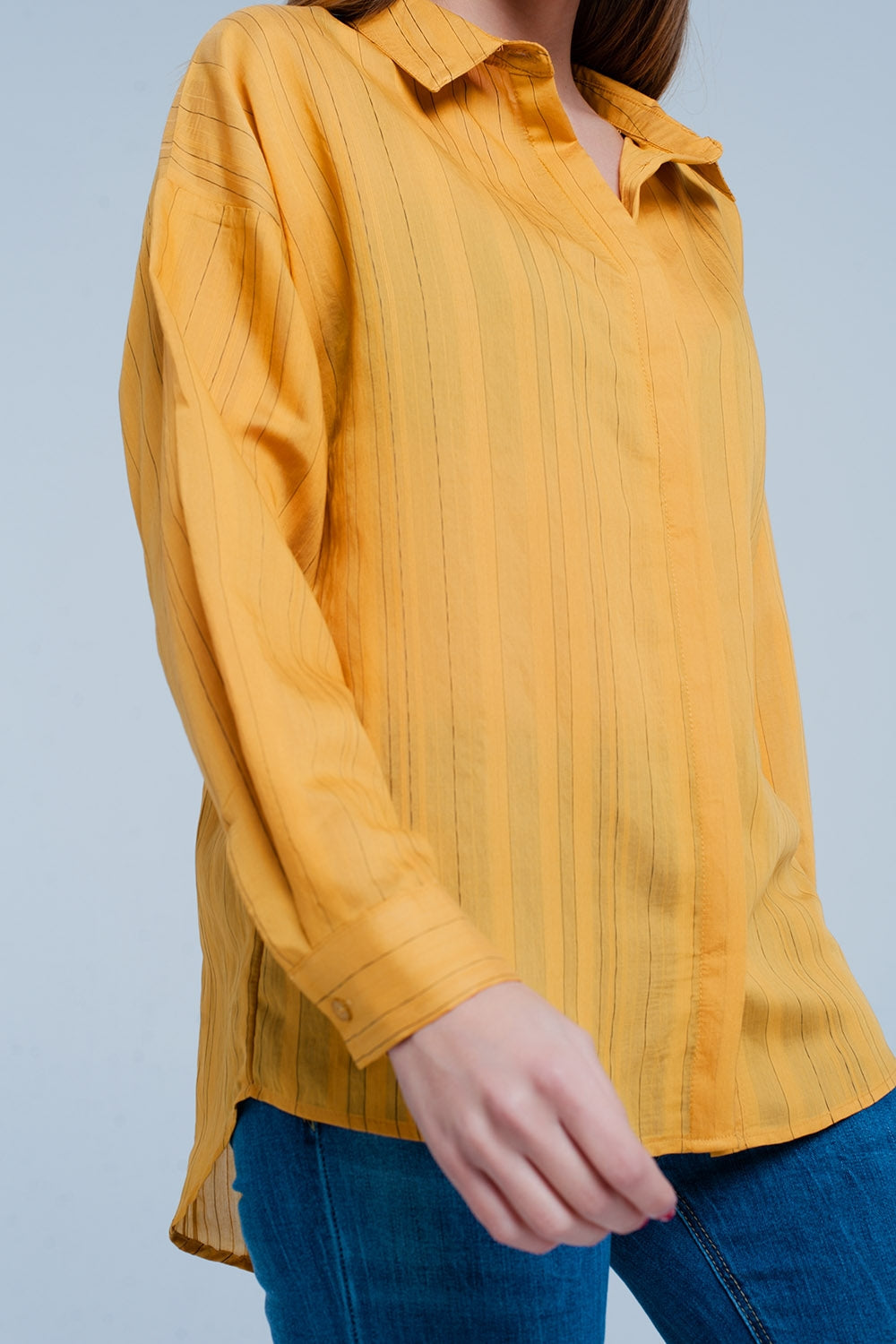 Camisa amplia mustard a rayas Q2