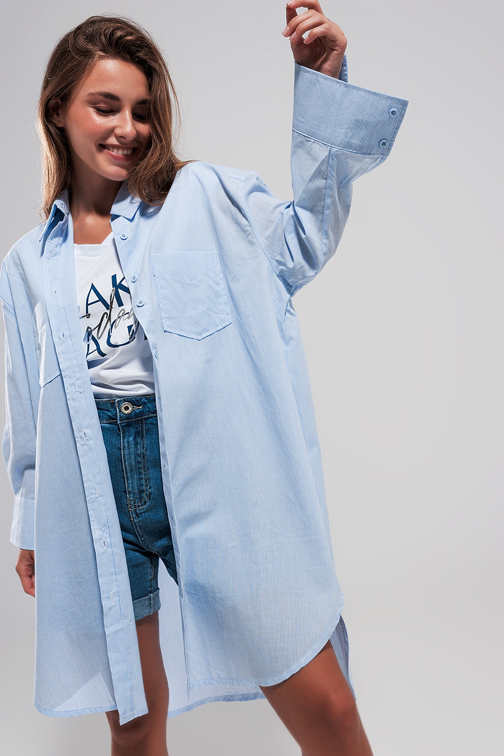 Camisa azul claro extragrande de algodón Q2