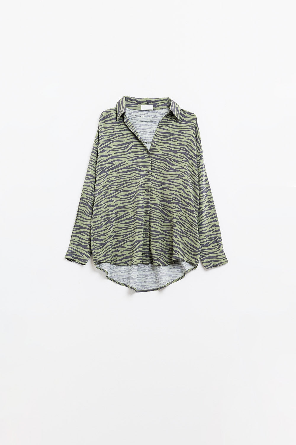 Camisa con estampado de cebra en verde Q2