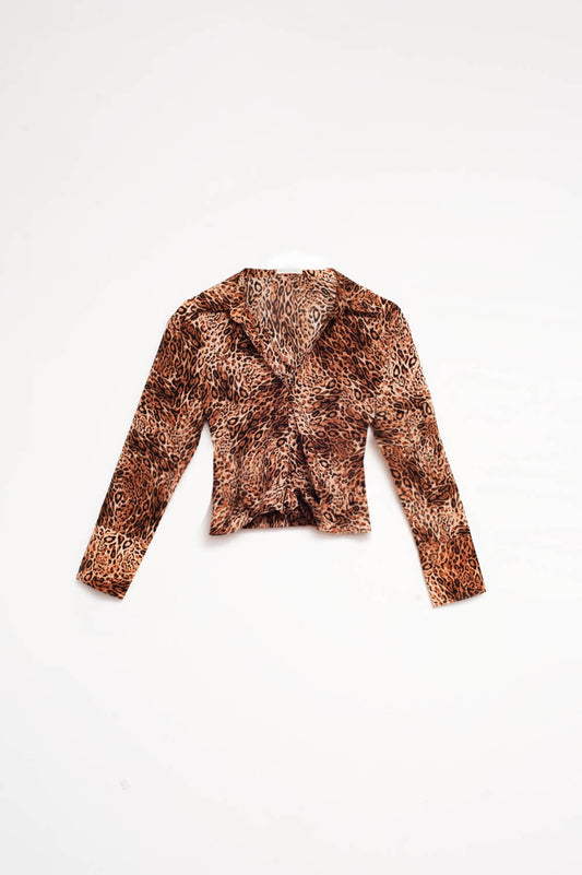 Q2 Camisa corta con estampado de leopardo marron