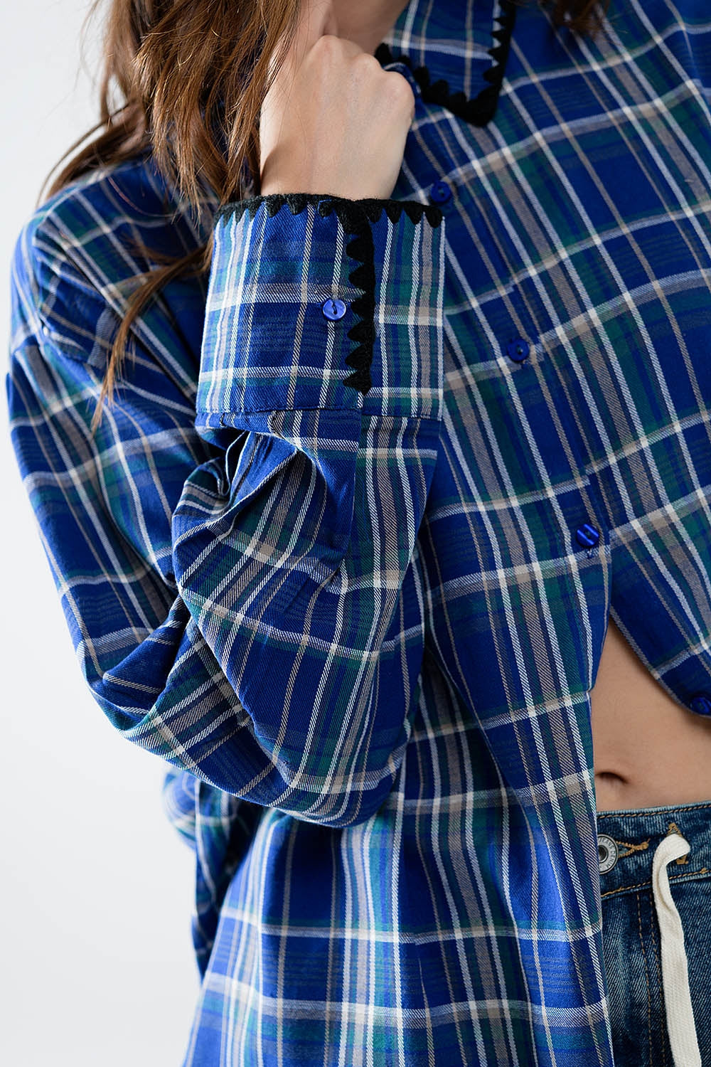 Camisa de leñador amplia en color azul Q2