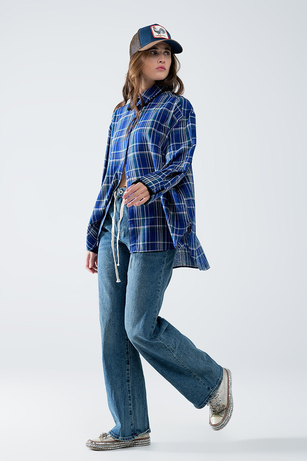 Camisa de leñador amplia en color azul Q2
