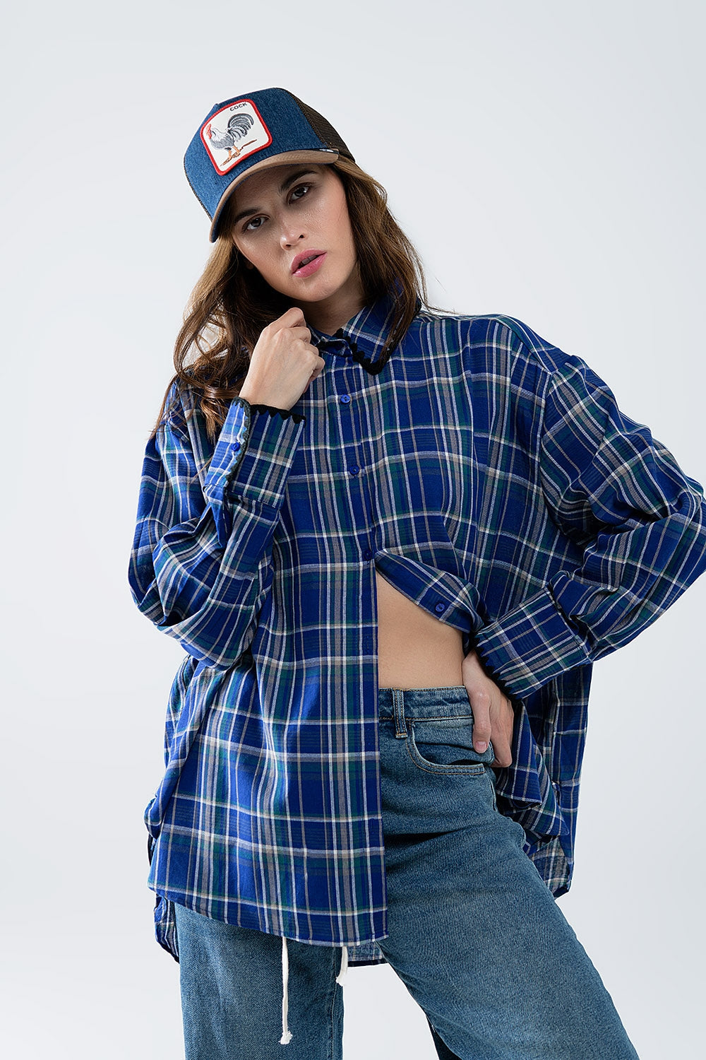 Camisa de leñador amplia en color azul Q2