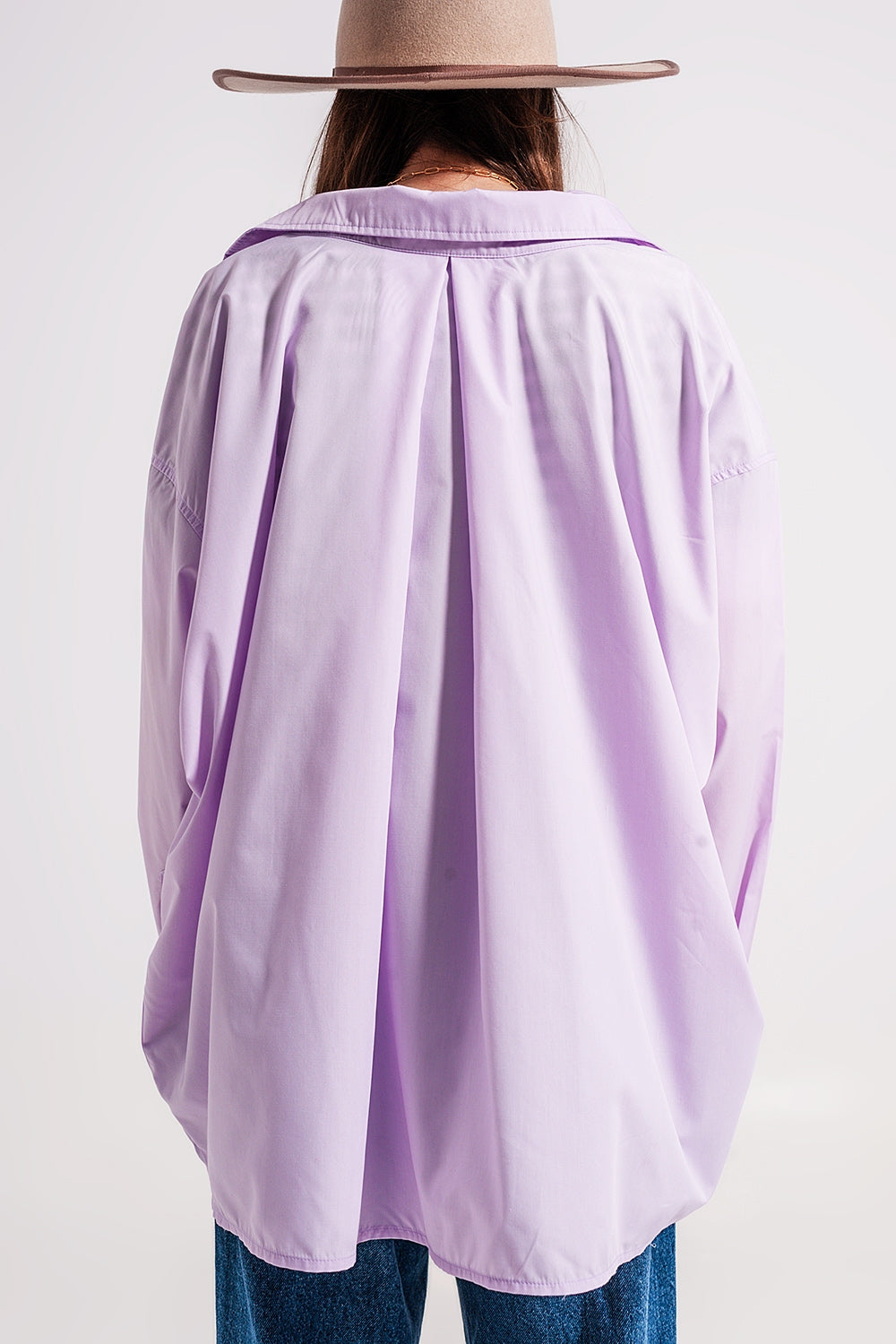 Camisa de popeline lila de corte amplio Q2