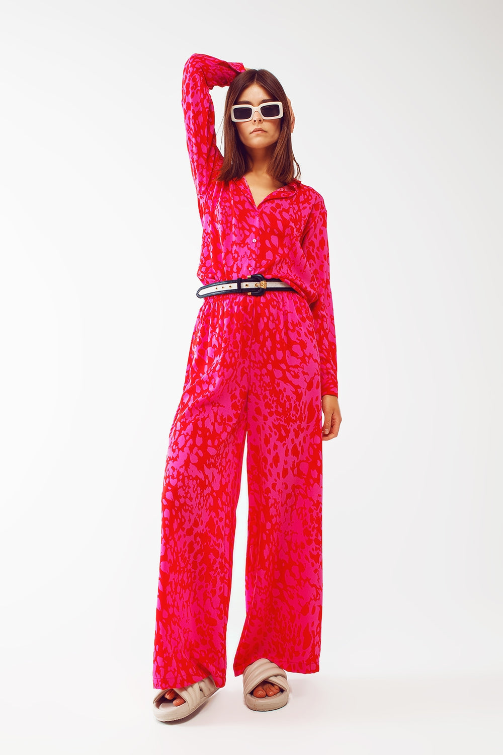 Camisa estampada animal en fucsia Q2