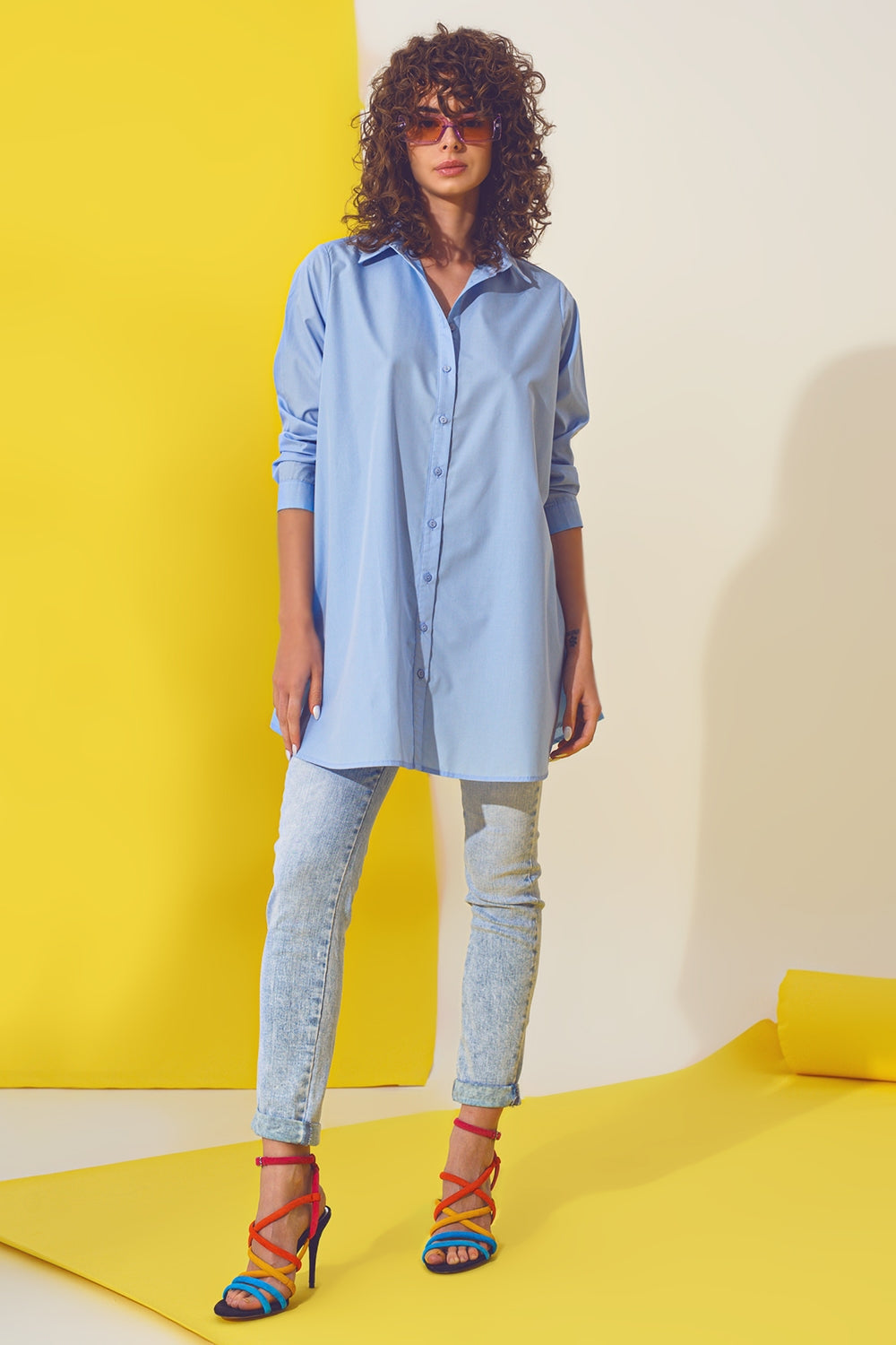 Camisa extragrande en azul claro Q2