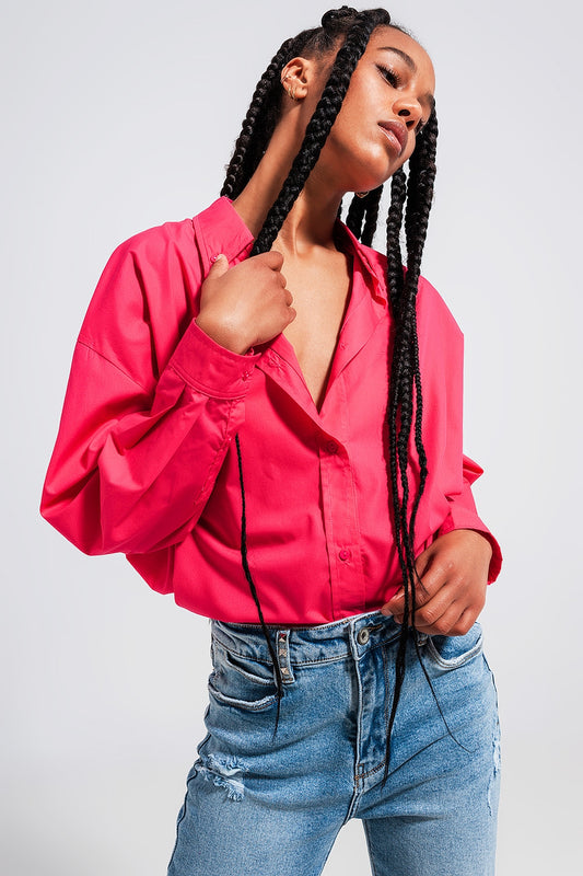 Q2 Camisa fuchsia con botones delanteros