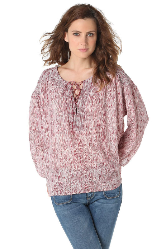 Q2 Camisa jaspeada con cordones