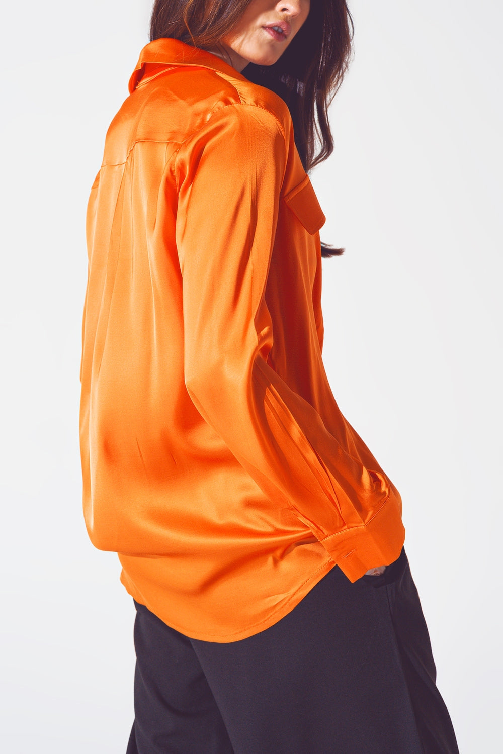 Camisa naranja intenso de rayon Q2