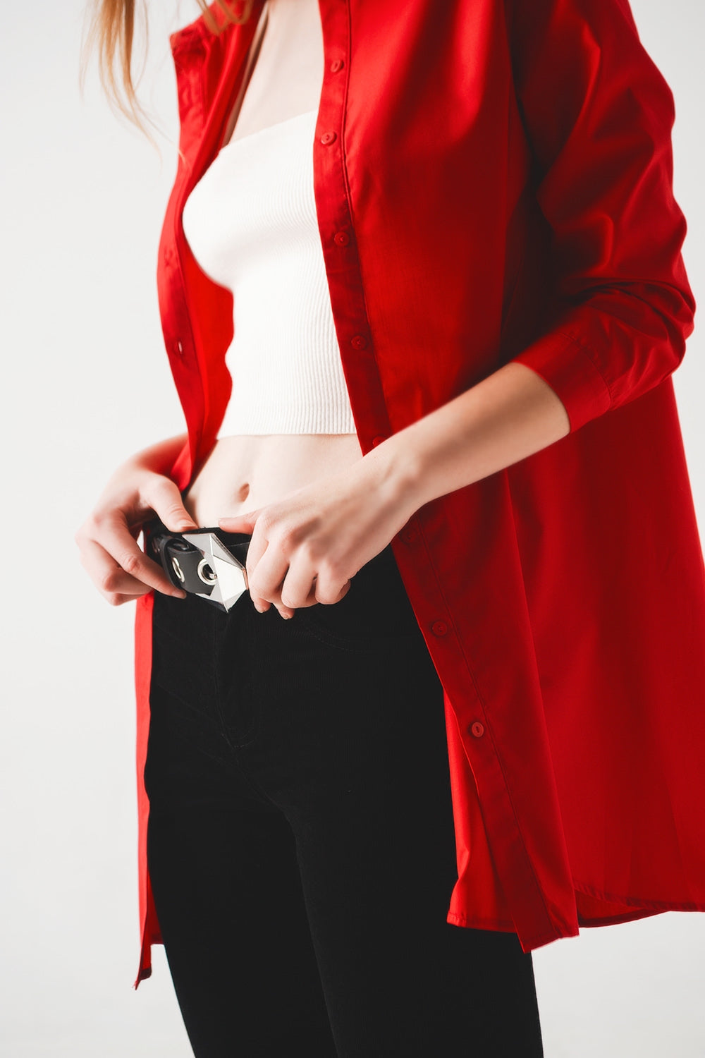 Camisa oversize en rojo intenso Q2