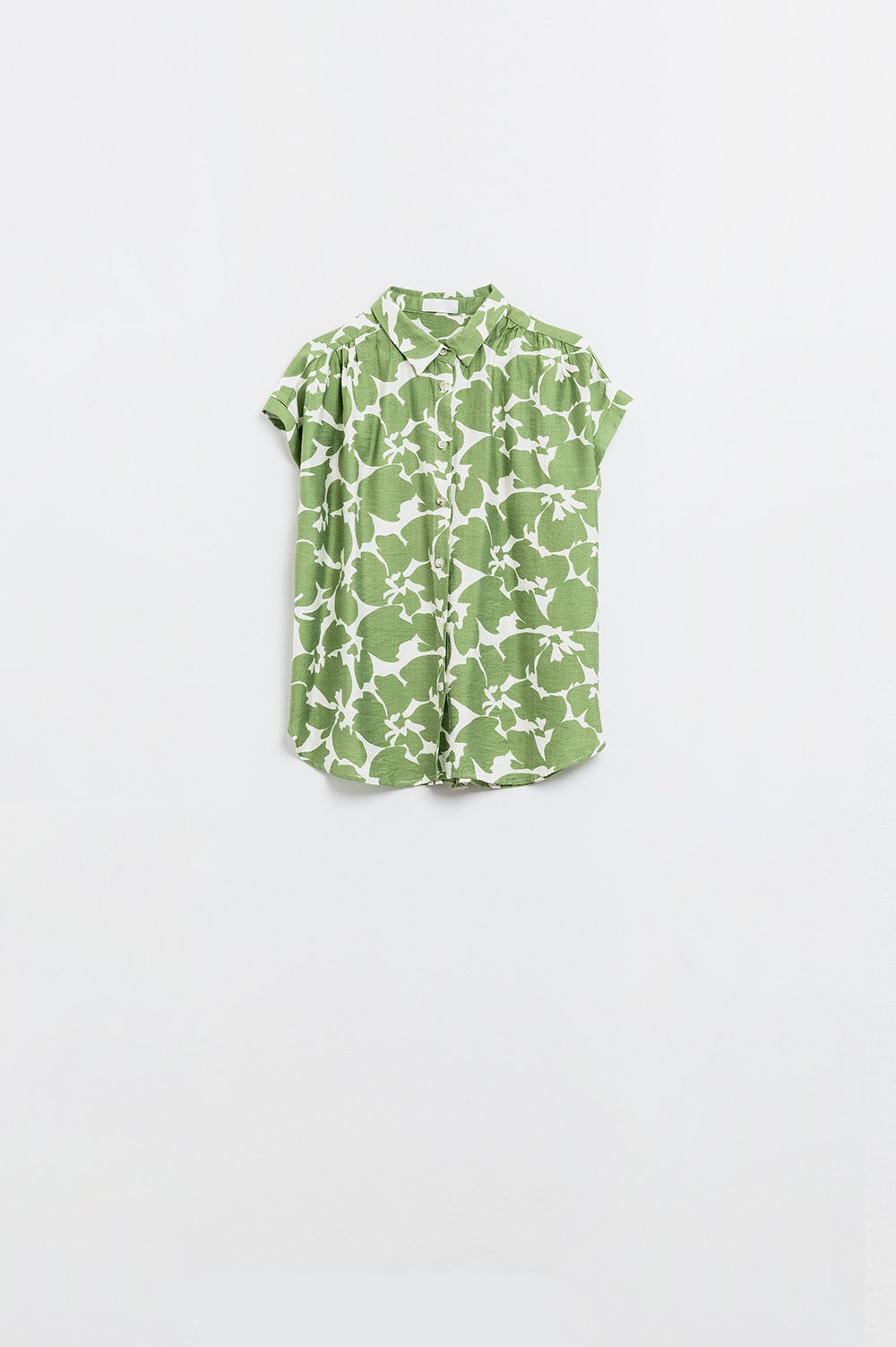Camisa relajada con estampado floral en verde Q2