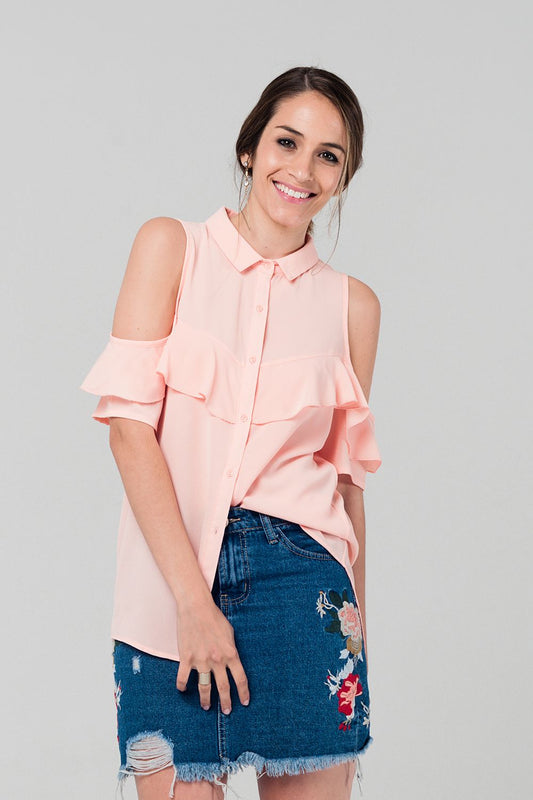 Q2 Camisa rosa con detalle de volante
