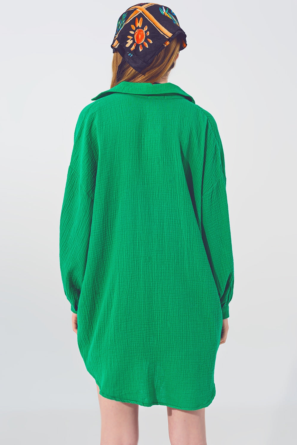 Camisa Texturizada  Extragrande de Corte Holgado en Verde Q2