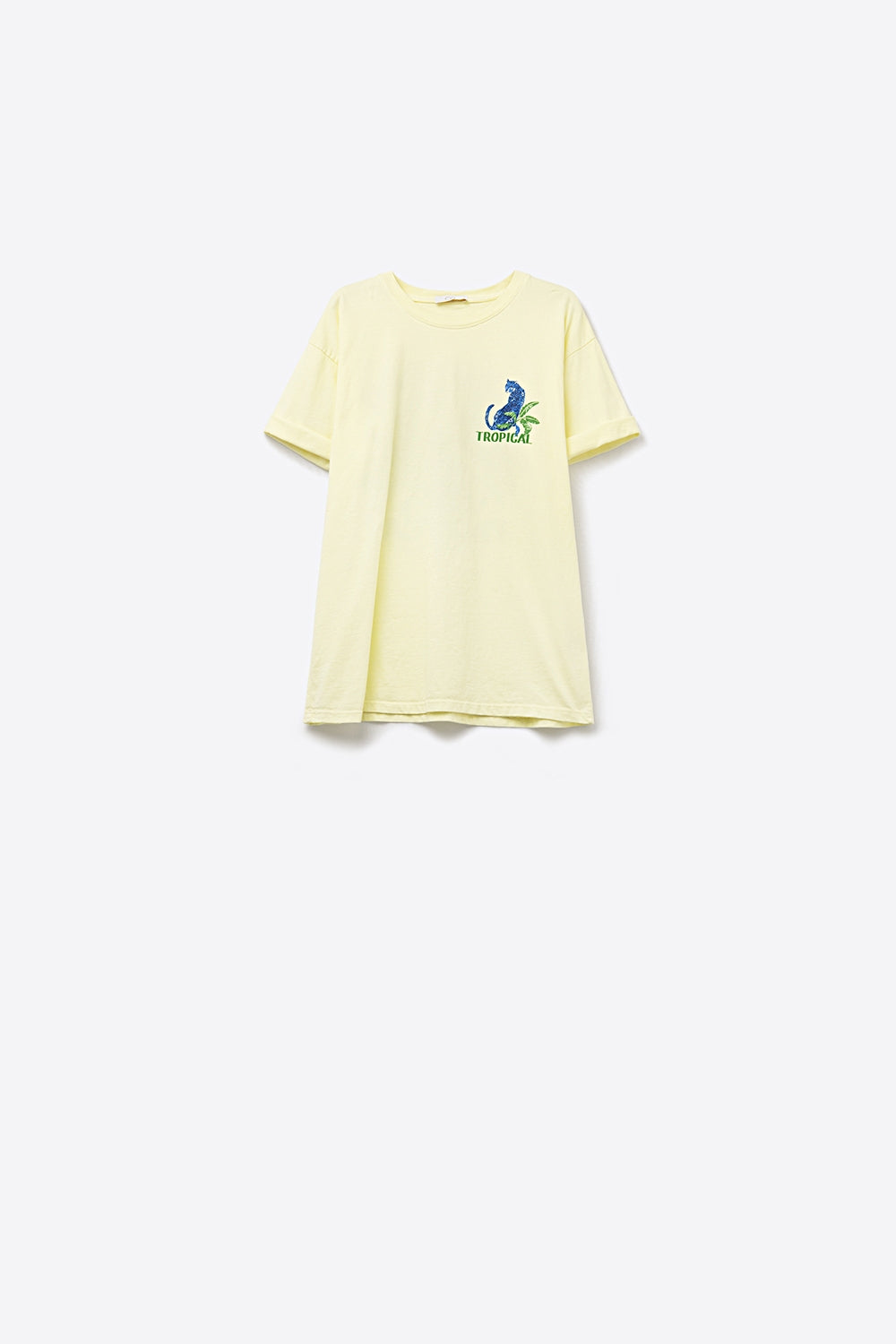 Camiseta amarilla hecha en Italia con estampado gráfico tropical Q2