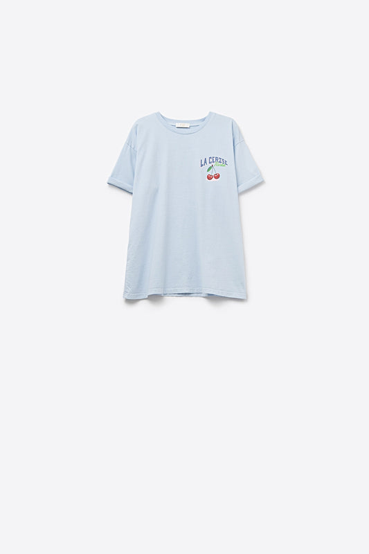 Q2 Camiseta azul con gráfico La Cerise Market Saint-Tropez