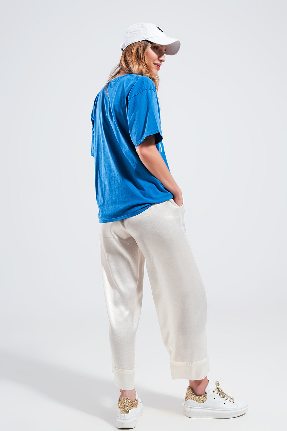Camiseta azul con texto estampado Los Angeles Q2
