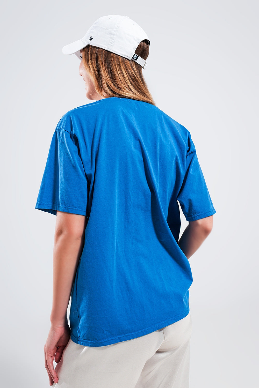 Camiseta azul con texto estampado Los Angeles Q2