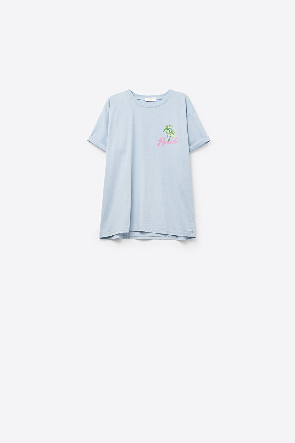 Camiseta azul made in Italy con gráfico Honolulu Q2