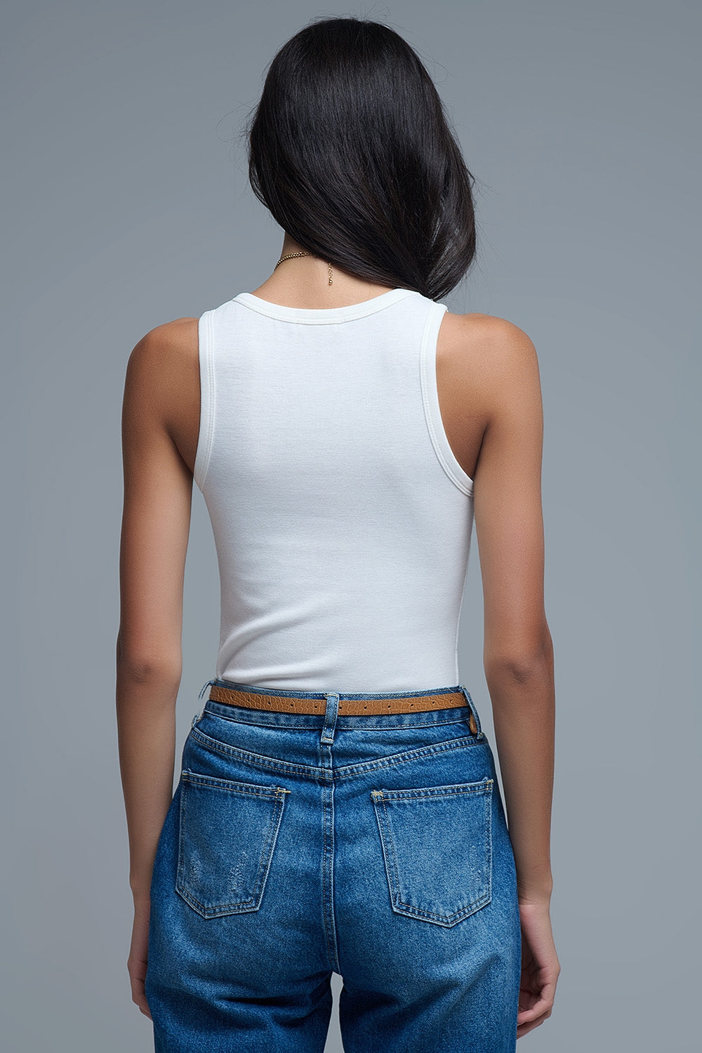 Camiseta básica de punto supersuave en color crema Q2