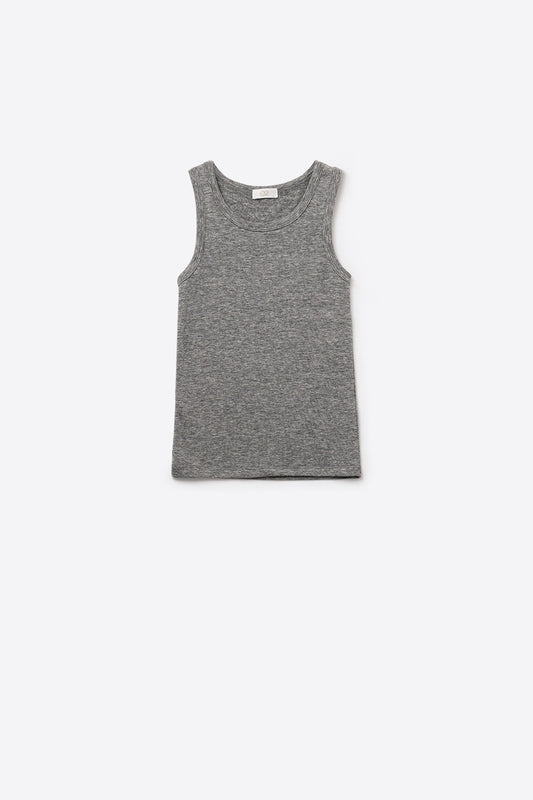 Q2 Camiseta básica de punto supersuave en gris