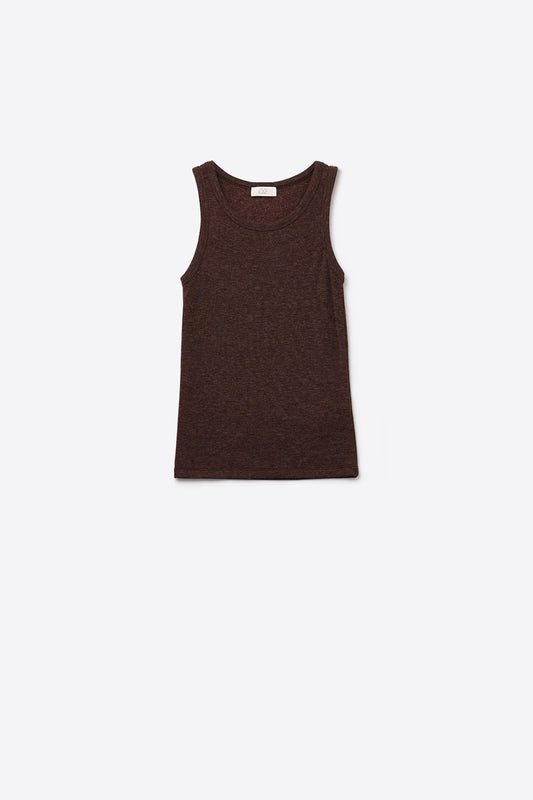 Q2 Camiseta básica de punto supersuave en marrón chocolate