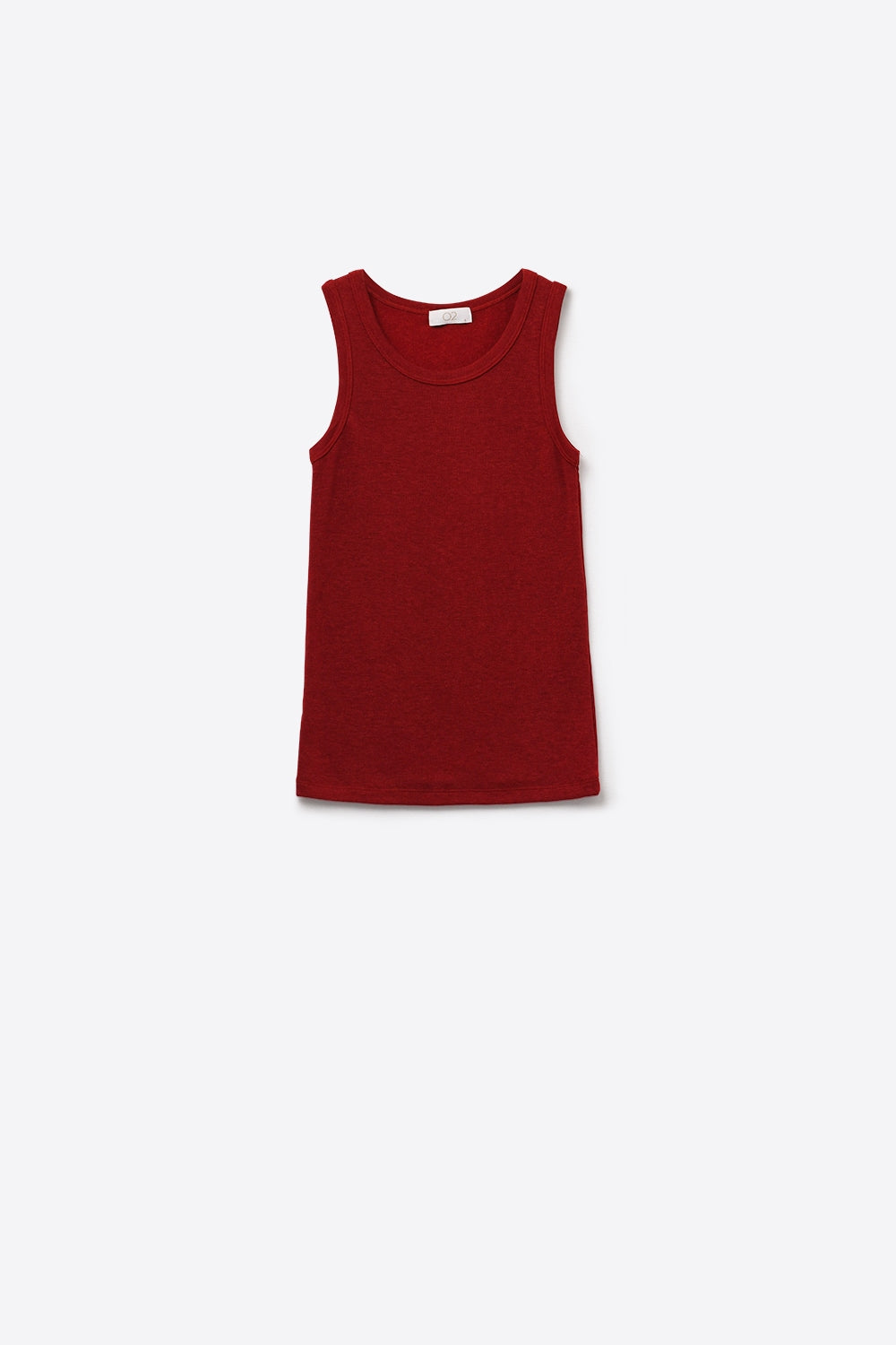Camiseta básica de punto supersuave en rojo rubí Q2
