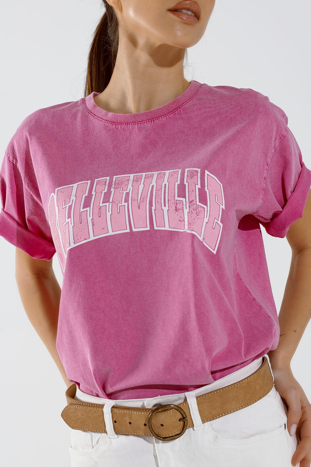 Camiseta Belleville Efecto Lavado Rosa Q2