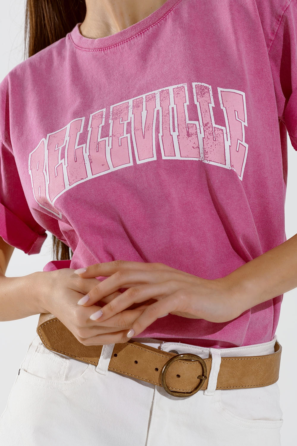 Camiseta Belleville Efecto Lavado Rosa Q2