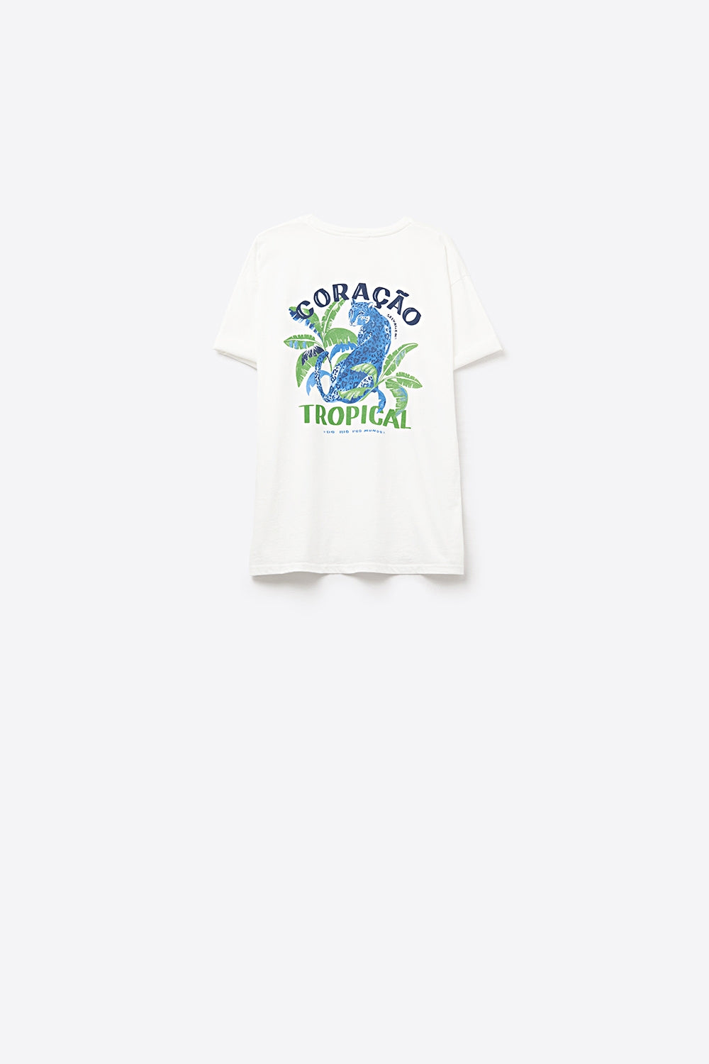 Camiseta blanca hecha en Italia con estampado gráfico tropical Q2
