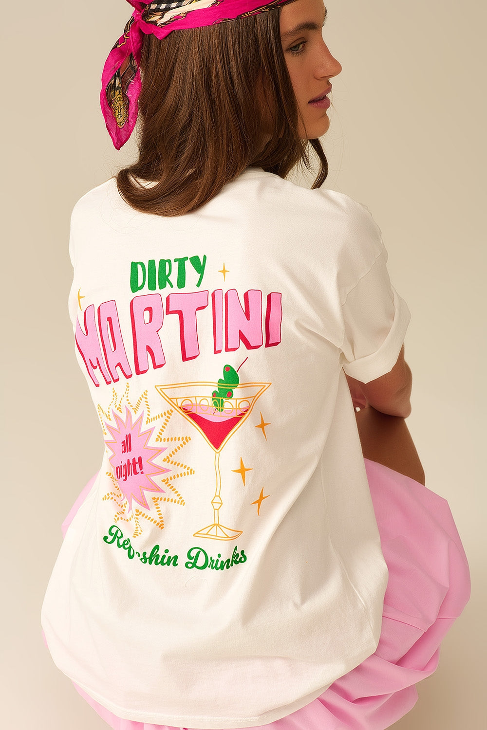 camiseta blanca made in Italy con logotipo gráfico Martini Q2