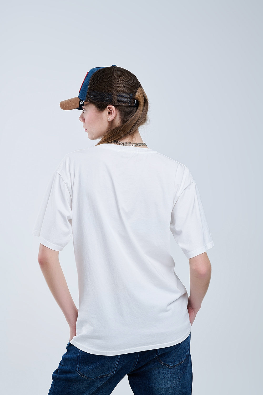 Camiseta blanca oversize con Soho New York en la parte delantera Q2