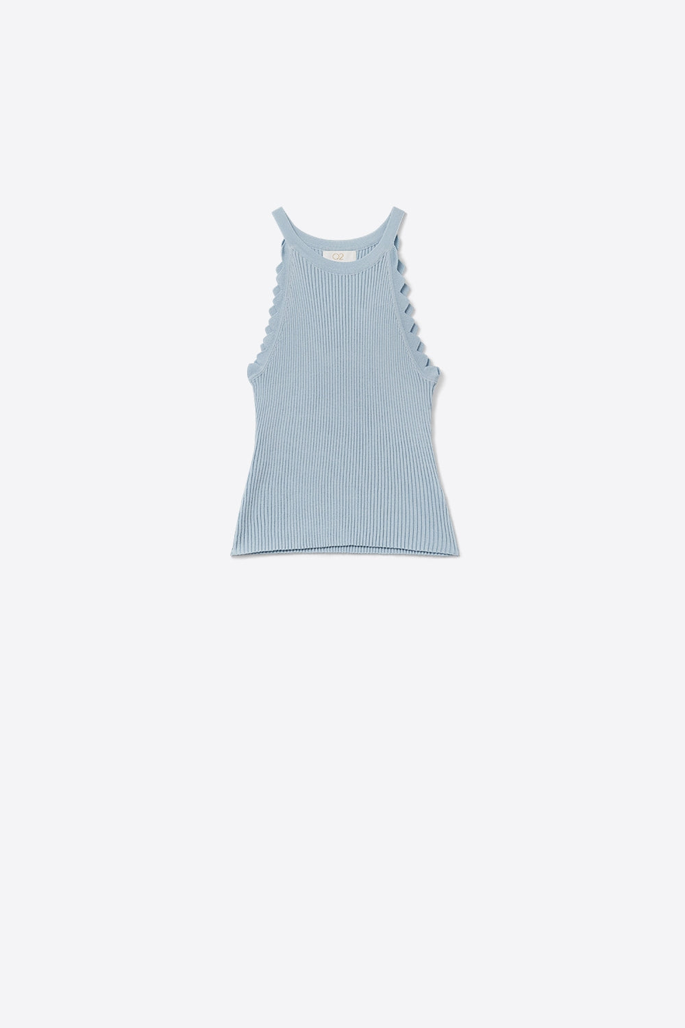 Camiseta de tirantes azul bebé con detalle de canalé en las axilas Q2