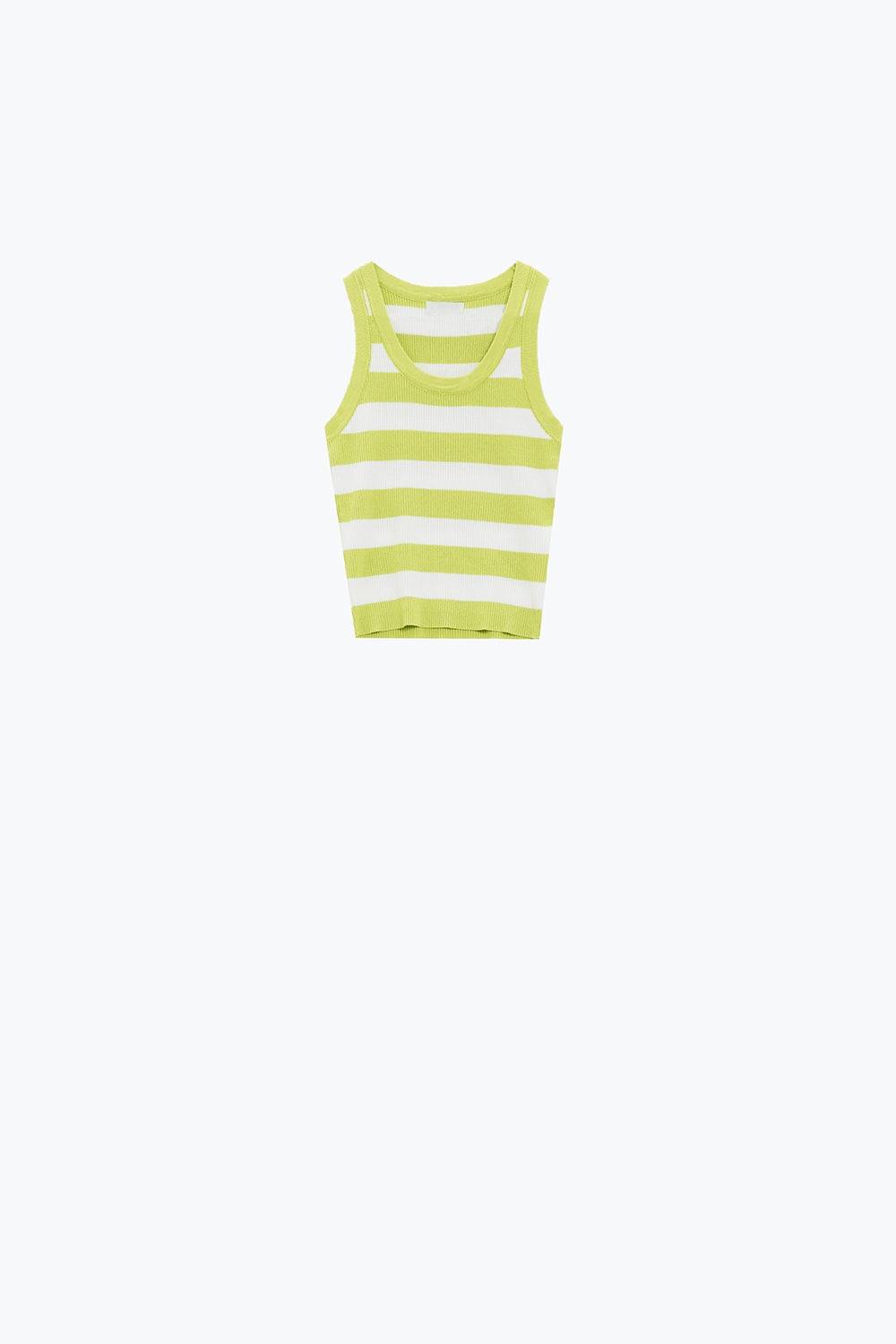 Camiseta de tirantes blanca con rayas anchas en verde lima Q2