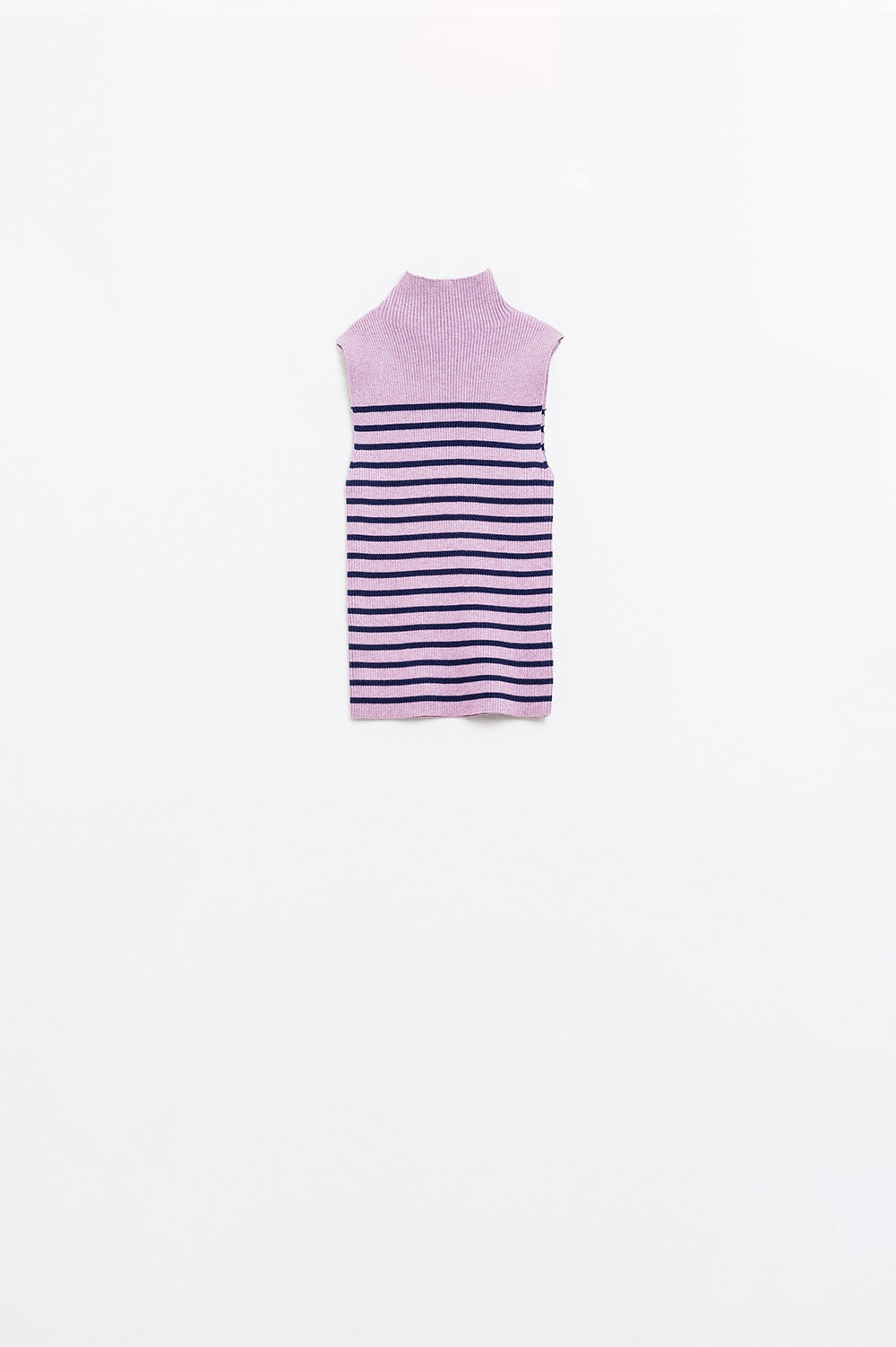 Camiseta De Tirantes Con Cuello De Tortuga A Rayas En Lavander Q2