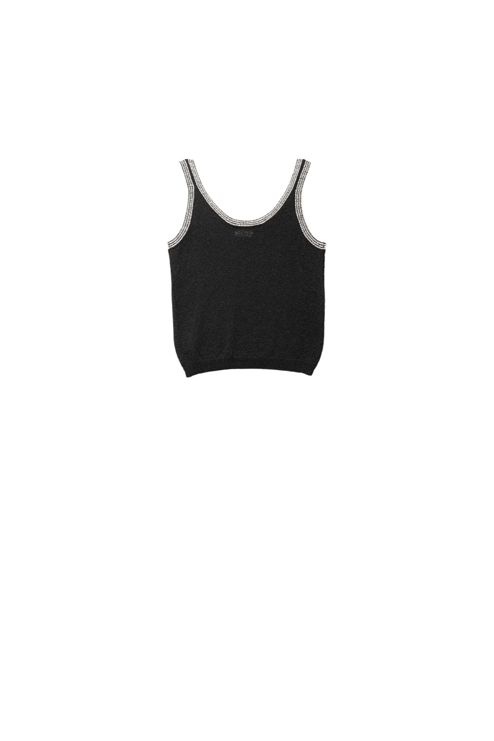 Q2 Camiseta de tirantes de punto negro con ribete blanco