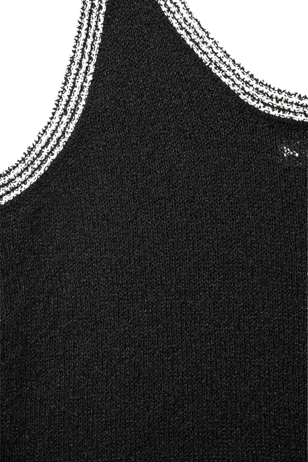 Camiseta de tirantes de punto negro con ribete blanco Q2