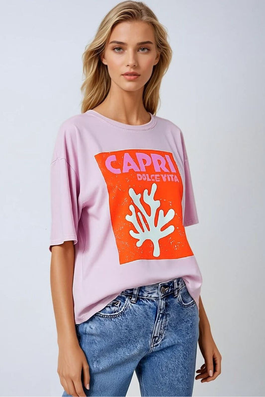 Q2 Camiseta Dolce Vita Capri Rosa Bebé Hecha en Italia