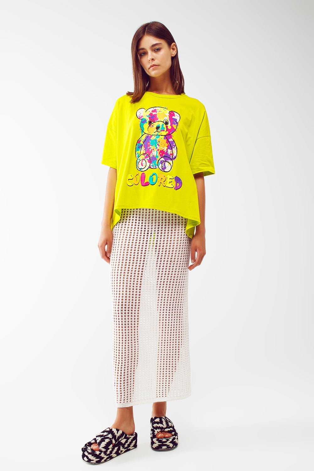 camiseta en lima holgada con osito coloreado Q2