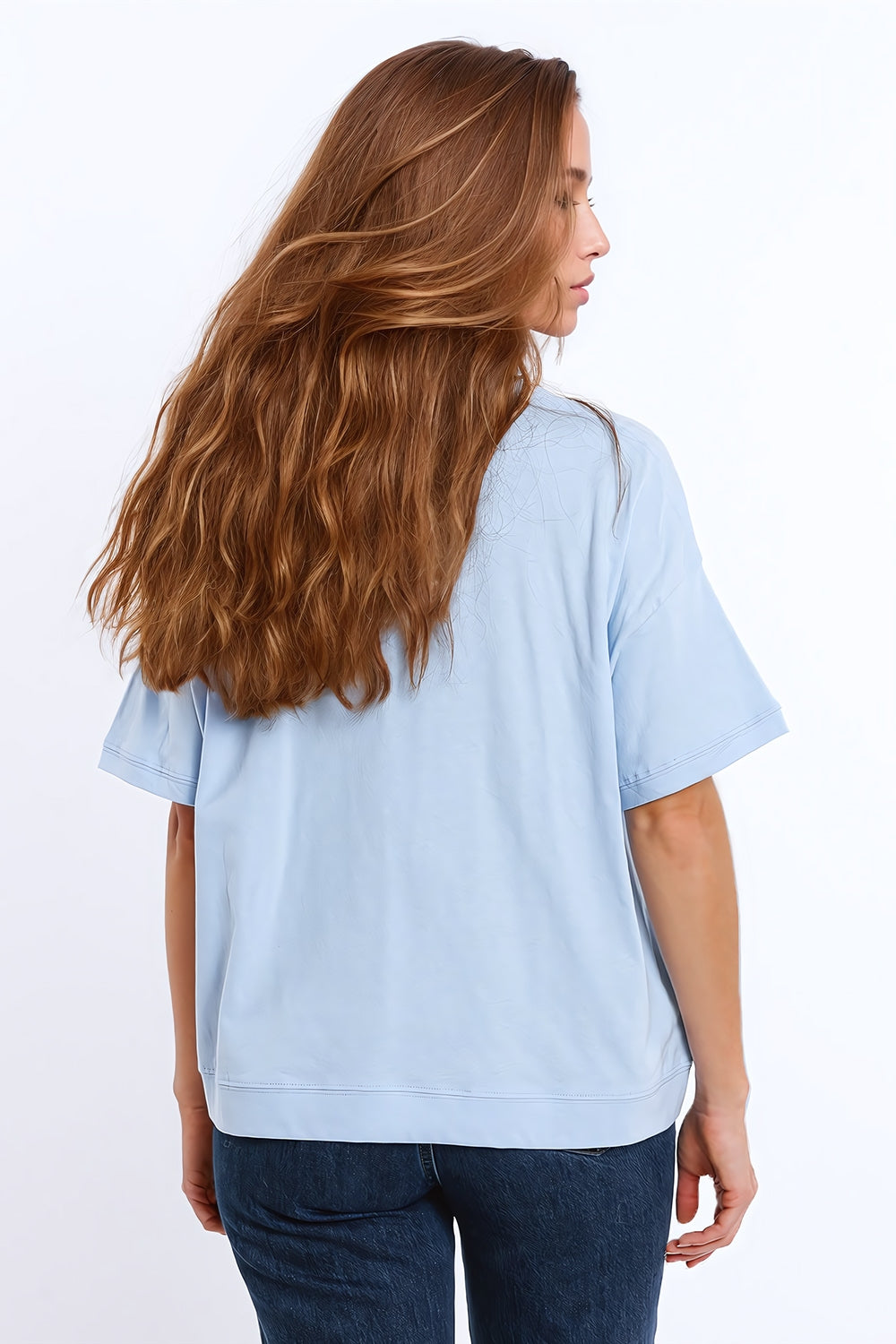 Camiseta extragrande Sunshine con texto texturizado en la parte delantera en azul Q2