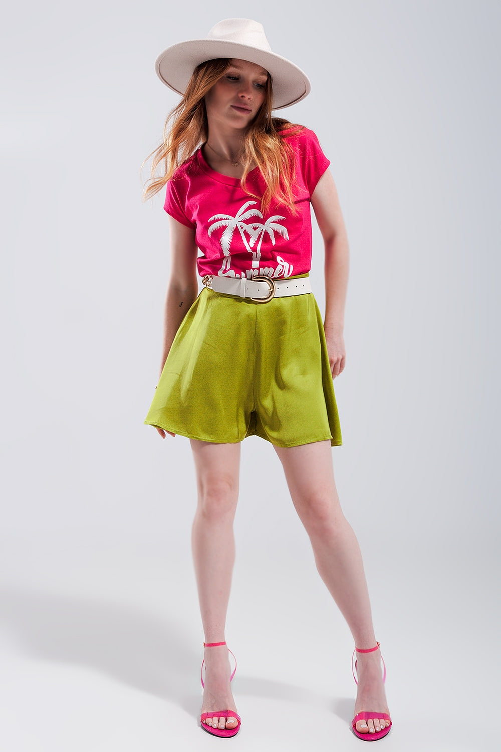 Camiseta fucsia con estampado Summer Vibes Q2