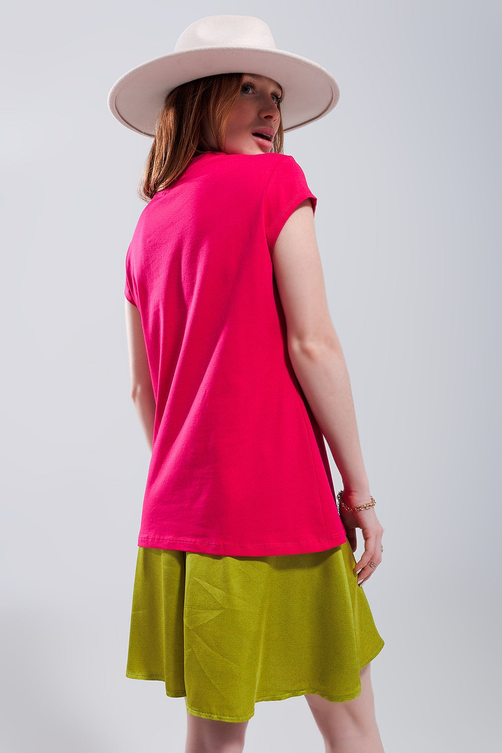 Camiseta fucsia con estampado Summer Vibes Q2